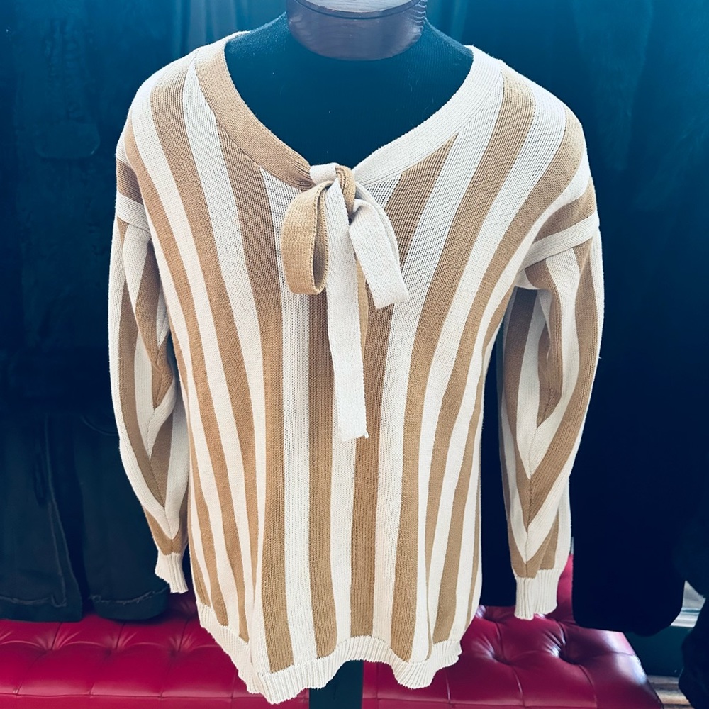 Perry Ellis America Vintage Vertical Striped Sweater